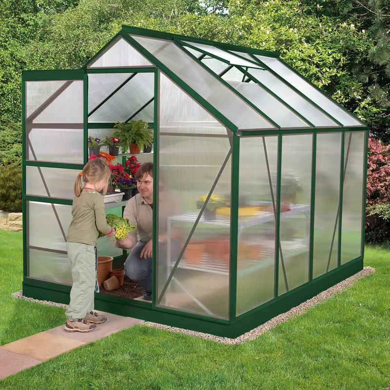 Vitavia Gewächshaus Calypso 5800 in Smaragdgrün mit 5,8 m² Fläche und 4 mm HKP - Bild 4