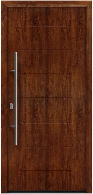EcoStar Haustür Isopro IP 015 in Dark Oak, Farbe: Braun, B: 110 cm, H: 210 cm, DIN Links - Bild 1