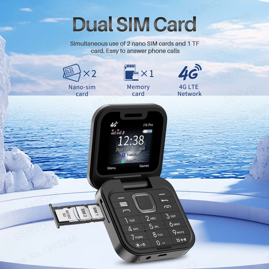 SERVO i16 PRO 4G LTE faltbares Mini-Handy mit 1,77 Zoll Bildschirm und Anrufaufzeichnung in Purple - Bild 3