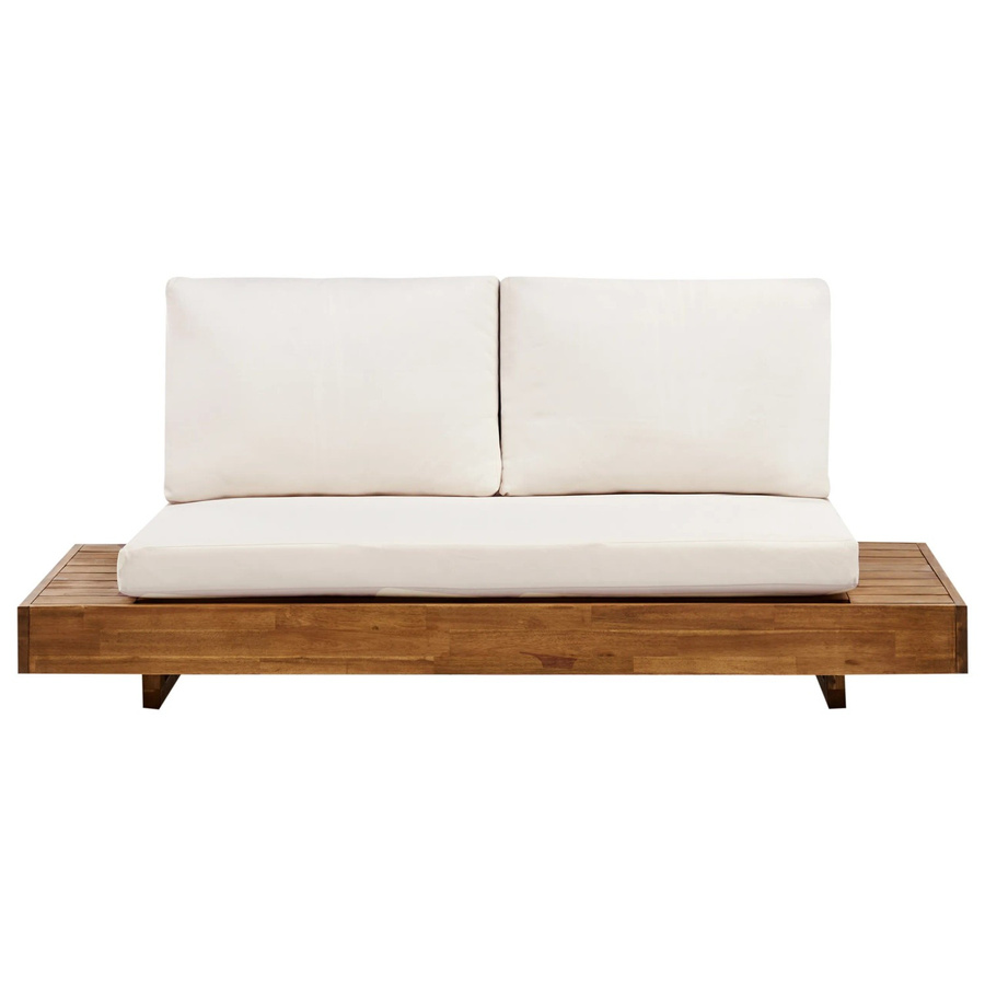 Beliani Gartensofa aus Akazienholz in Weiß und Beige mit Polstern, B/T/H: 167 x 68 x 70 cm - Bild 2