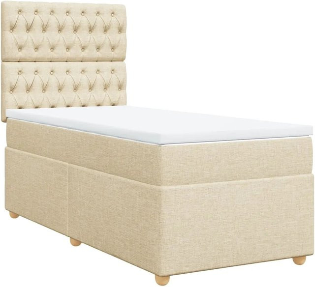 vidaXL Boxspringbett Hybrid mit Matratze und Taschenfederkern in Creme/Beige, B/T/H: 80 x 200 cm - Bild 1