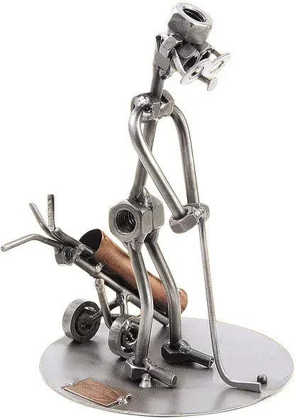 Hinz & Kunst Schraubenmännchen Golfspieler beim Einputten aus Metall in Grau - Bild 1