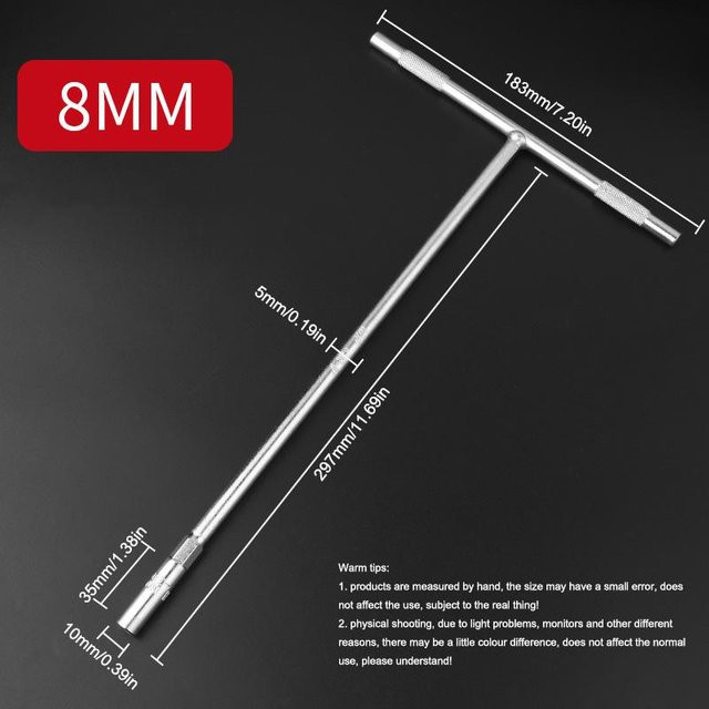 AXE SHAN T-Style Steckschlüssel Set aus Chrom-Vanadium in Schwarz und Silber, Sechskantmutter-Schlüssel für Automobilreifen und Werkstatt-Reparaturen, 6-19 mm - Bild 1