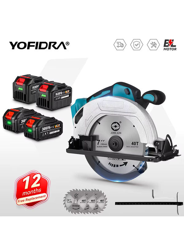 YOFIDRA Bürstenlose elektrische Kreissäge mit 185 mm Durchmesser, wiederaufladbare Multifunktions-Schneidemaschine kompatibel mit Makita LXT Akkus - Bild 7