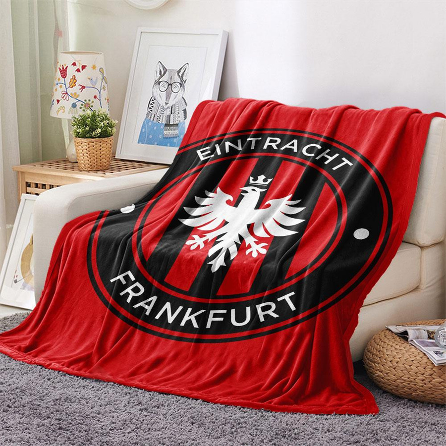 Eintracht Frankfurt FC Flanelldecke von HAPPYDAYSET, weicher Überwurf in Schwarz, Weiß und Rot, B/H: 80 x 120 cm - Bild 3