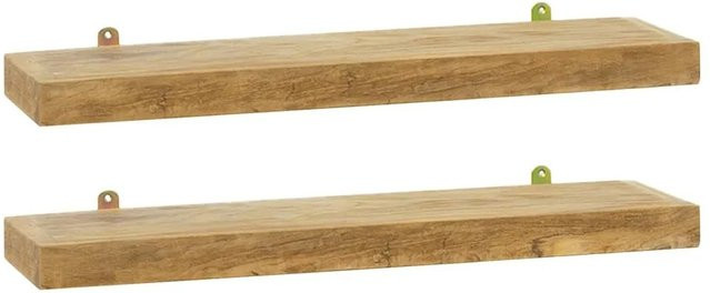 vidaXL Wandregale Set aus Massivholz Teak in Braun, 2 Stück, B/H/T: 60 x 4 x 15 cm - Bild 1