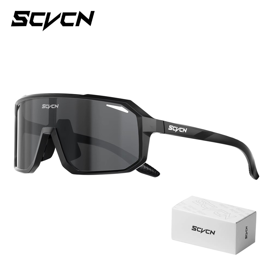 SCVCN Sportsonnenbrille, Unisex, Vollrand, Schwarz, Kunststoff - Bild 4