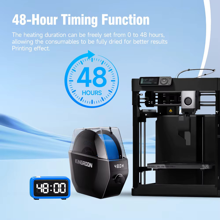 KINGROON KR01 3D-Filament-Trocknerbox in Schwarz mit 360 Grad Heißluftheizung für PETG, TPU, ABS, PLA+ und PLA - Bild 4