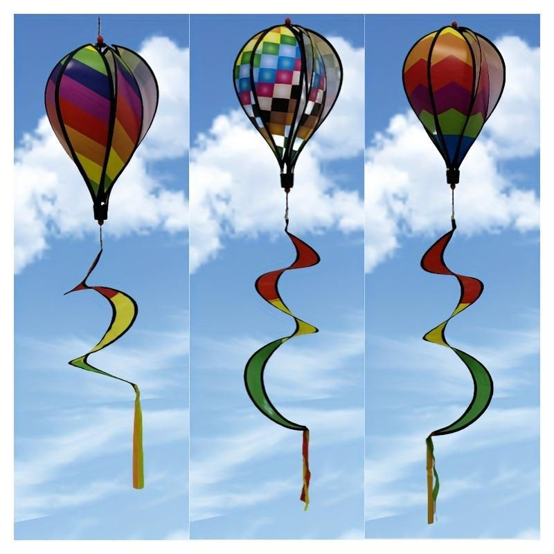 Regenbogen Heißluftballon Windspiel mit Pailletten als hängende Windmühle in Mehrfarbig für Garten und Raumdeko - Bild 2