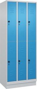 C+P Doppelstock-Spind Classic PLUS mit Sockel, 3 Abteile, Farbe: Lichtblau/Lichtgrau, B/T/H: 75 x 50 x 195 cm - Bild 1