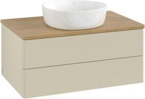 V&B Waschtischunterschrank Antao mit Beleuchtung, Eiche honig, Grau lackiert, B/T/H: 80 x 36 x 50 cm - Bild 1