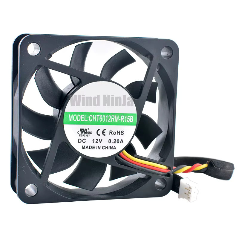 ANCHAOPU Axiallüfter CHT6012RM-R15B Schwarz, 3-polig, DC 12 V, 0,20 A, B/T/H: 60 x 60 x 15 mm - Bild 2