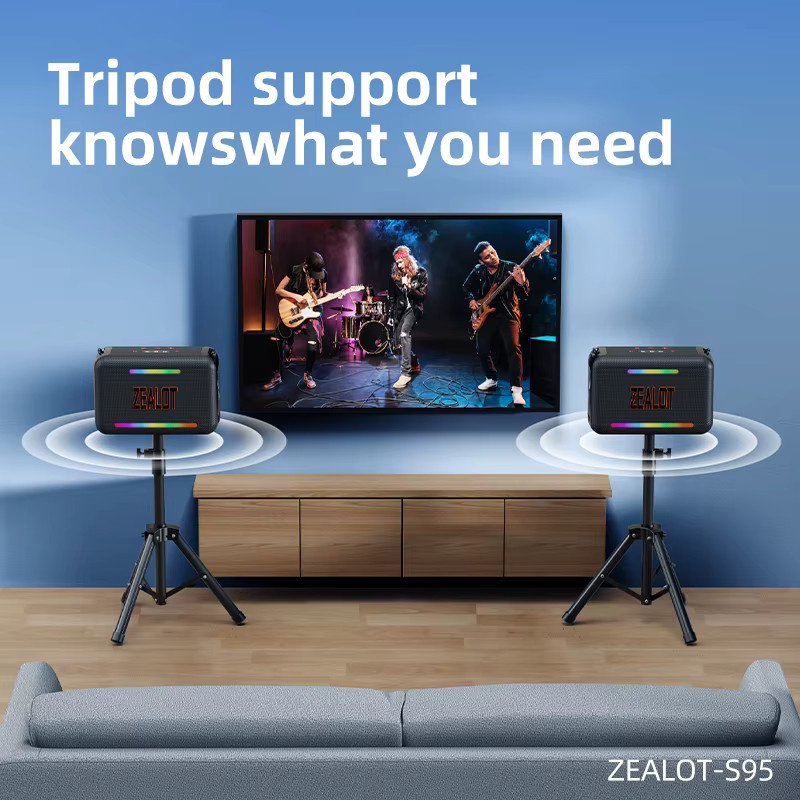 Zealot S95 Tragbarer Bluetooth-Lautsprecher mit 120W Hochleistung, Wasserdicht, RGB-Farblicht und 360° Stereo Surround in Schwarz - Bild 6