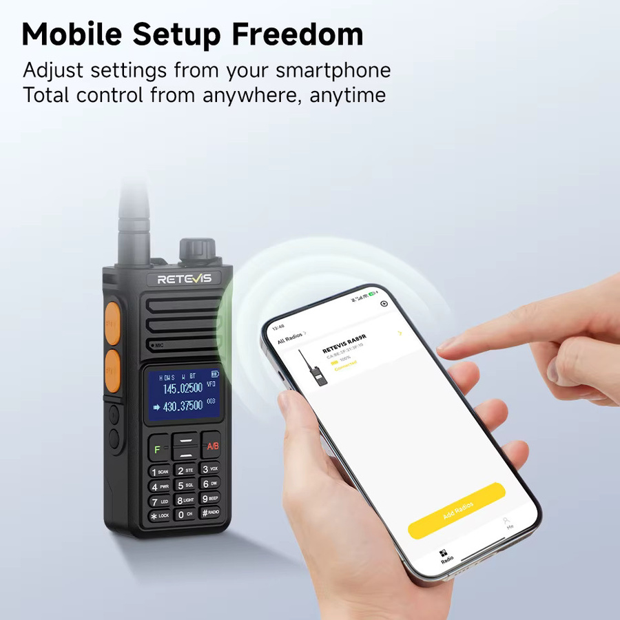 Retevis RA89R/G Walkie-Talkie Amateurfunkgerät mit Cross-Band-Funktion, Bluetooth-App-Programmierung und 2800 mAh Akku in Schwarz - Bild 4