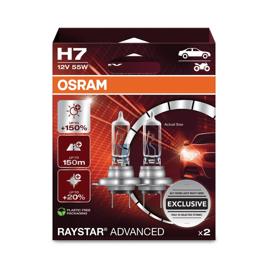 Osram Scheinwerferlampe H7 Raystar Advanced Halogen Leuchtmittel in Transparent, 2 Stück - Bild 2