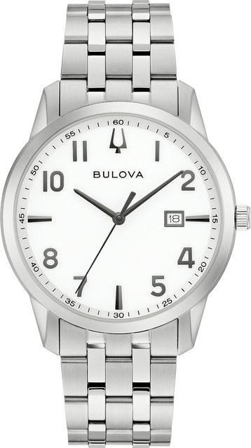 Bulova Herrenuhr, Quarz, Edelstahl, 40 mm, Weiß, 3 ATM - Bild 1