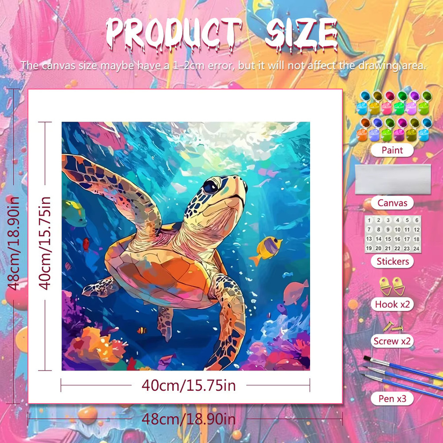 Huacan Schildkröte Malen nach Zahlen, DIY Hobby Ölgemälde, Bunt - Bild 2