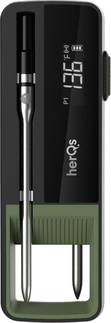 HerQs Double Max Fleischthermometer mit 2 Sonden, Schwarz, Digitaldisplay mit App-Steuerung und Timer aus Edelstahl - Bild 1