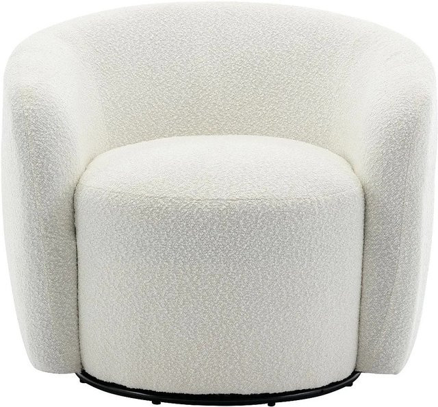 Vente-unique Sessel Vereide in Weiß mit gerader Rückenlehne und Bouclé-Stoff, Breite: 80 cm - Bild 1