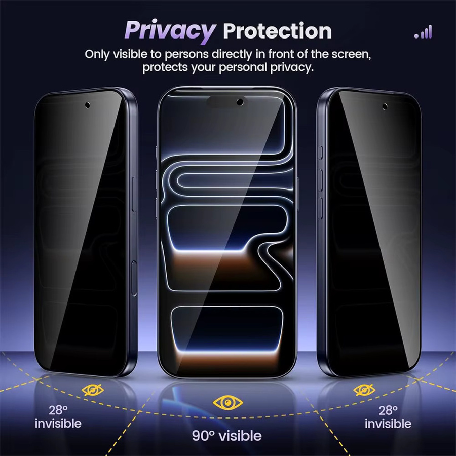 DIXSG 3er-Pack Anti-Spionage Panzerglas für iPhone 11 bis iPhone 17 Pro Max mit Ein-Klick-Installation, transparent - Bild 2