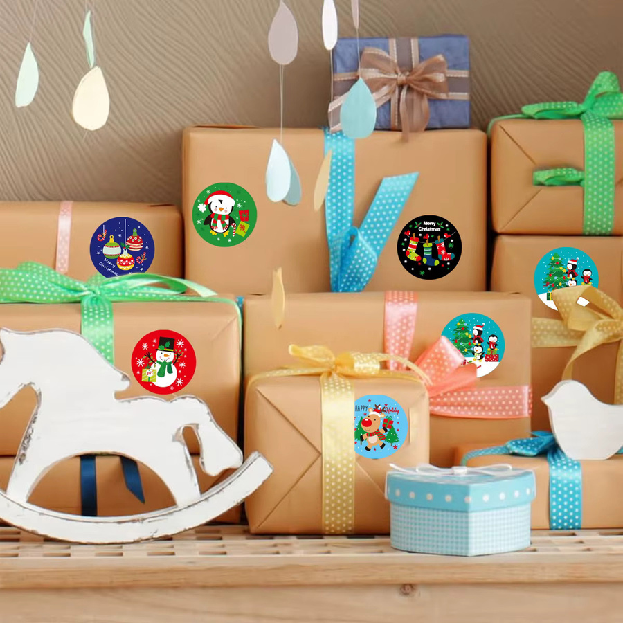 500 Stück Frohe Weihnachten Aufkleber mit Weihnachtsmotiv in Mehrfarbig für DIY-Geschenke, Backverpackungen und Schreibwaren - Bild 4
