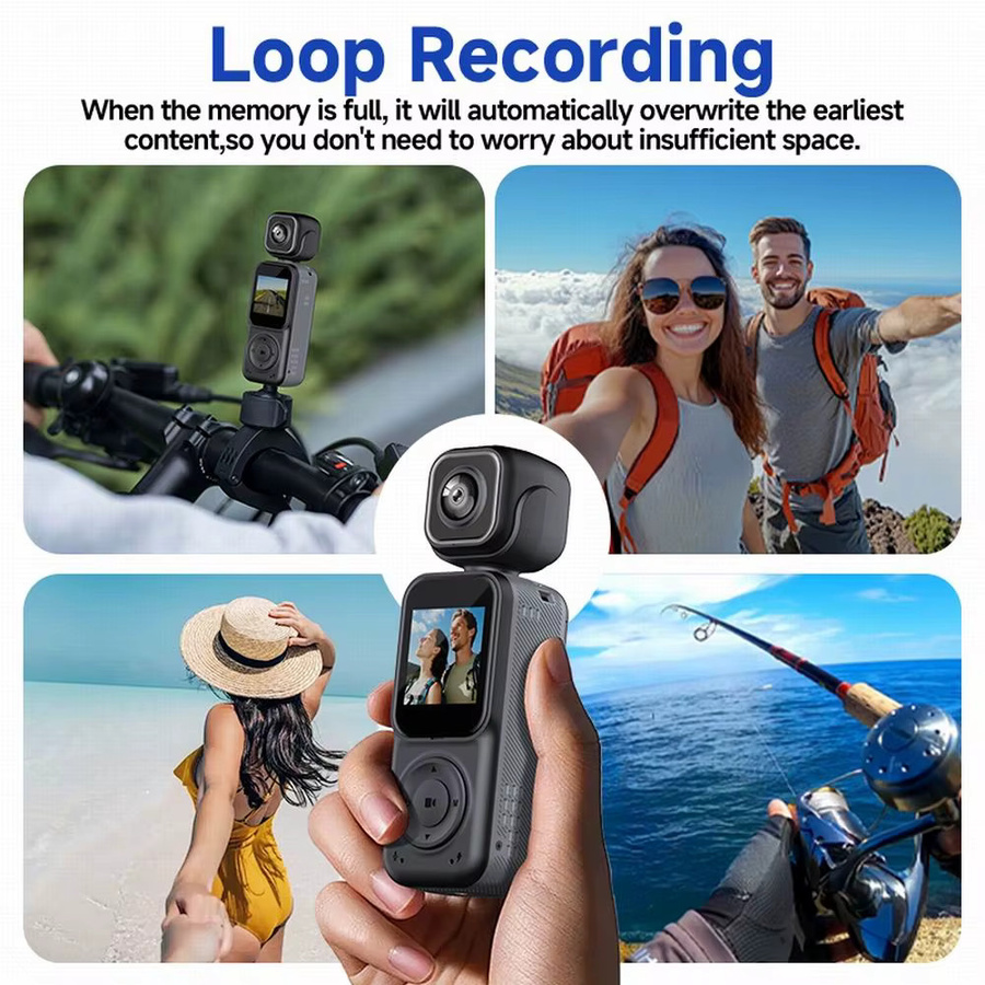 VRIG 4K Dual Lens WIFI Action Kamera mit 180 Grad drehbarem Objektiv und Anti-Shake Funktion in Schwarz - Bild 3