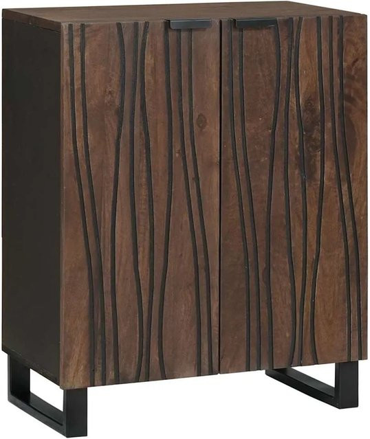 vidaXL Sideboard aus Mango Massivholz in Braun mit Metall, B/T/H: 60 x 33,5 x 75 cm - Bild 1