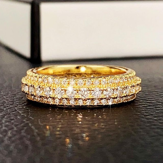 Ring Unisex, Kupferplattiert, Platinplattiert, Zirkonia - Bild 1