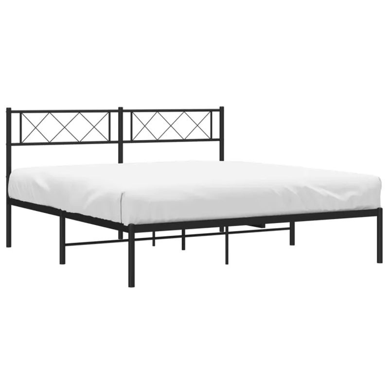 Vidaxl Metall-Bettgestell mit Kopfteil in Schwarz, B/T/H: 140 x 200 cm - Bild 2