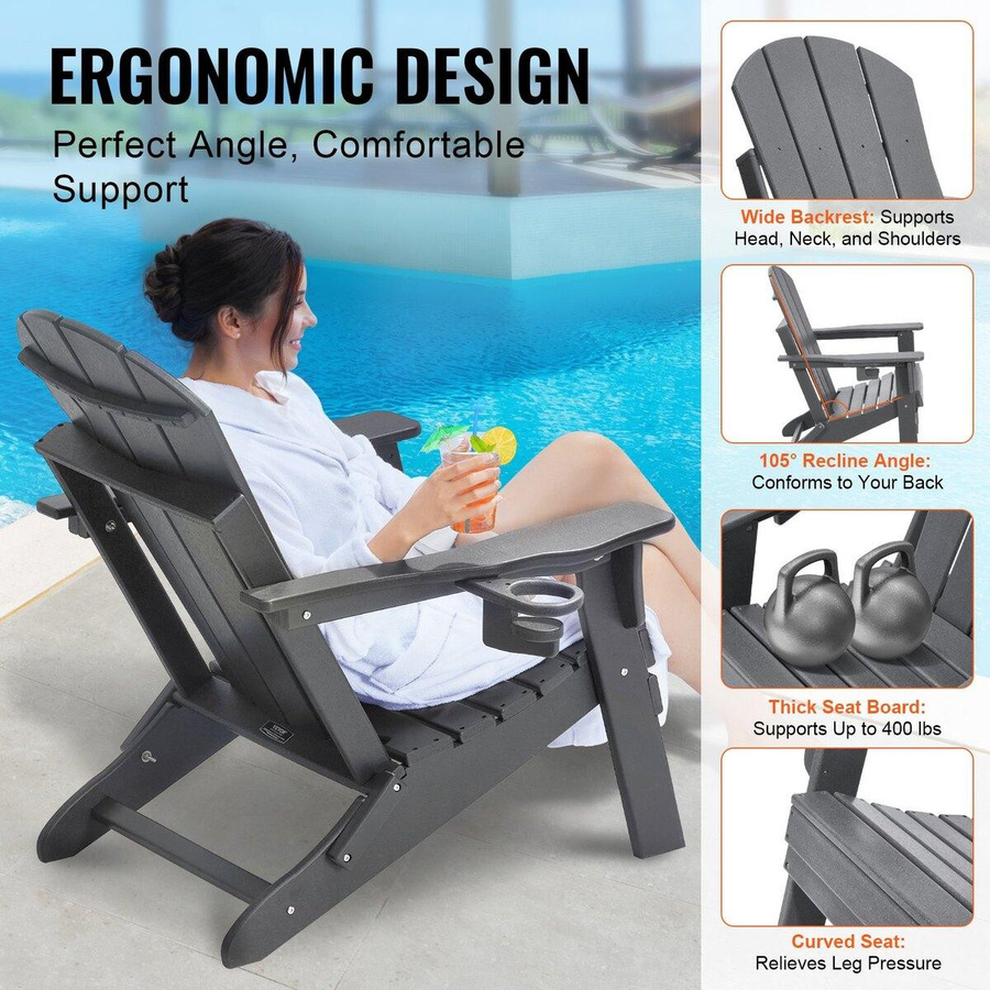 Buying Solutions MB Adirondack-Stuhl Set aus HDPE in Grau, 2er Set, wetterfest und klappbar - Bild 10