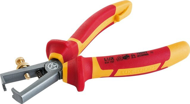 LUX-TOOLS Abisolierzange aus gehärtetem Stahl in Rot, Länge: 160 mm - Bild 1