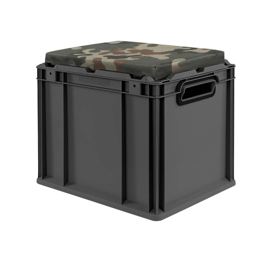 PROREGAL Eurobox Nextgen Seat Box Camouflage Sitzbox Transportbox mit 30 Liter Volumen, Farbe: Camouflage/Schwarz, H x B x T: 36,5 x 30 x 40 cm - Bild 2