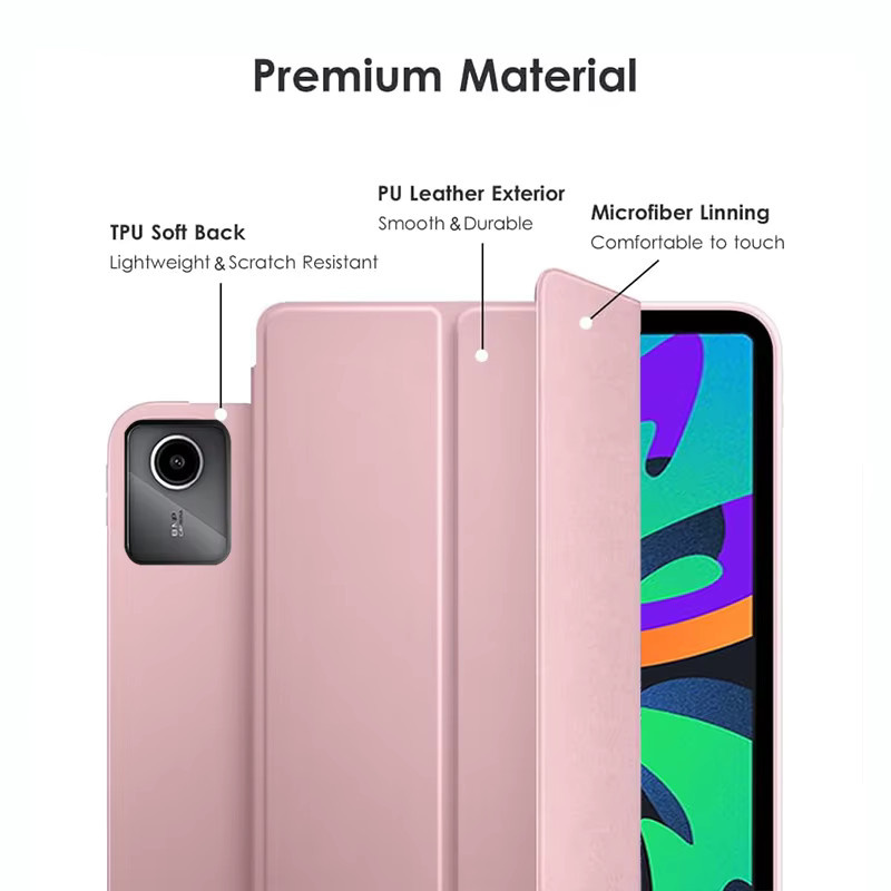 Magnetische Schutzhülle aus PU-Leder für Lenovo Tab M11 / Xiaoxin Pad 2024 (11 Zoll) mit Tri-fold Standfunktion in Schwarz oder Pink - Bild 6