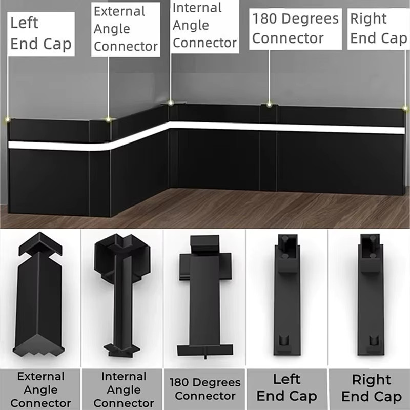 Ksdligh Aluminium LED Profil für Boden und Wand, Eck-Sockelleiste für Treppen und Korridore, 1 m Länge - Bild 5