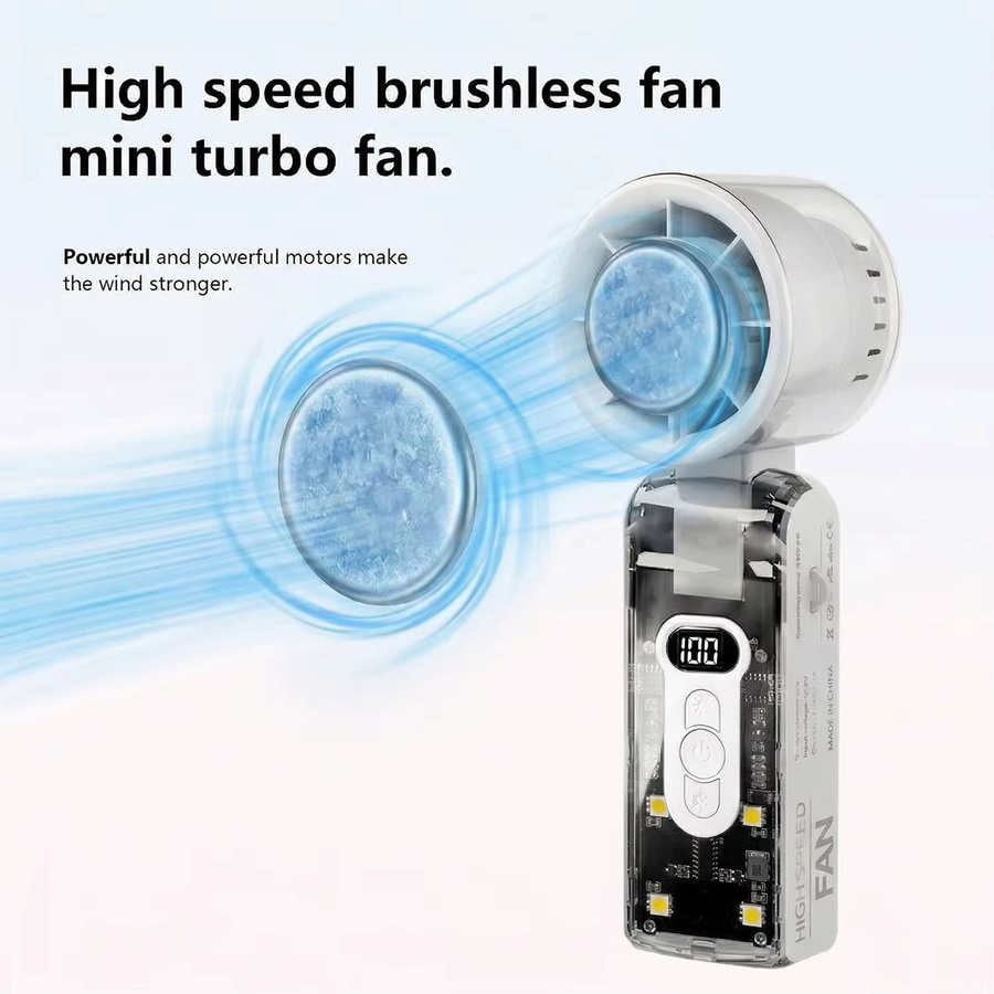 Fireurus Tragbarer Mini-Ventilator USB Wiederaufladbar in Weiß - Bild 3