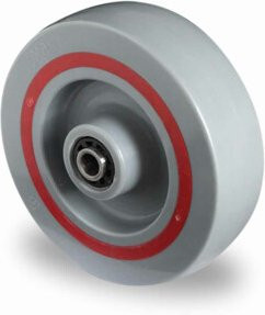 CASCOO Rad Serie T6P2 mit Rollenlager, Durchmesser: 125 mm, Grau-Rot, Kunststoff - Bild 1