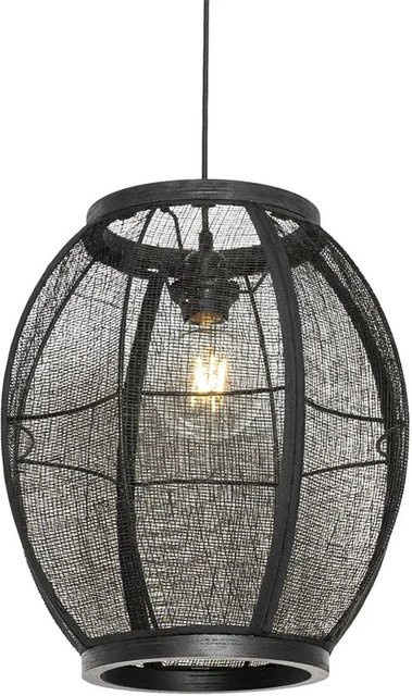 QAZQA Orientalische Hängelampe Schwarz aus Stoff und Holz, dimmbar, Durchmesser: 35 cm - Bild 1