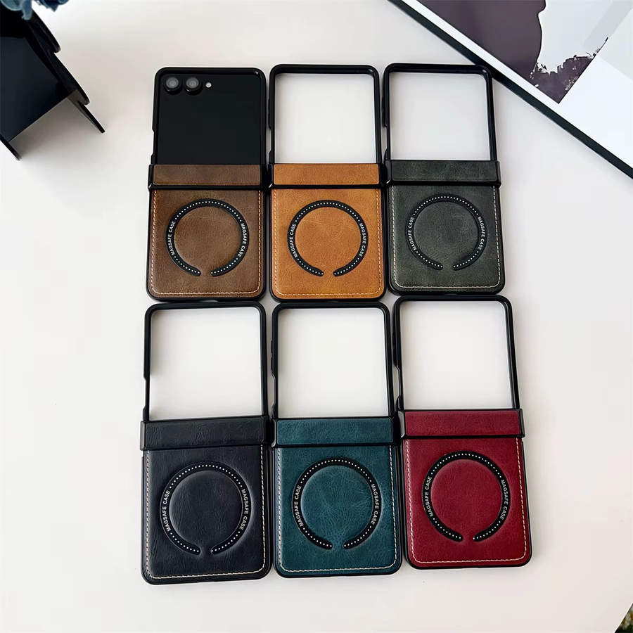 Magnetische PU-Leder Schutzhülle für Samsung Galaxy Z Flip 7, Z Flip 7 FE, Z Flip 6, Z Flip 5 und Z Flip 4 in Schwarz - Bild 5