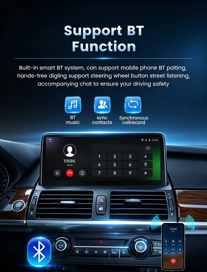 MEKEDE Linux Autoradio mit 10,25 Zoll QLED-Bildschirm für BMW X5 E70 und X6 E71, Stereo Multimedia-Player mit CarPlay, Android Auto, Bluetooth, GPS und WIFI, Schwarz - Bild 6