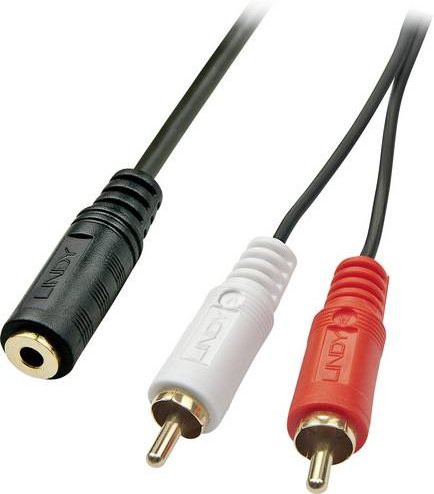 Lindy 35677 Audio Adapter mit 2x Cinch-Stecker auf 1x 3,5 mm Klinkenbuchse in Schwarz - Bild 1
