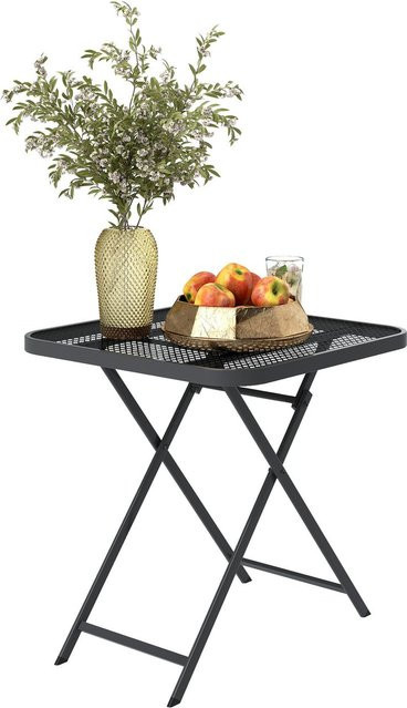 Outsunny Gartentisch aus Stahl in Schwarz, klappbarer quadratischer Balkontisch für Garten und Terrasse, B/T/H: 70 x 70 x 72 cm - Bild 1