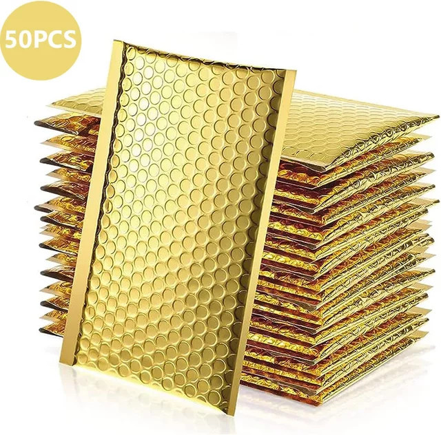 50 Stück Blasenversandtaschen Gold aus Kunststoff mit Selbstklebeverschluss - Bild 1