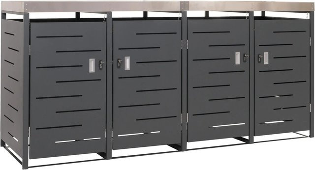 PROREGAL Mülltonnenbox für 4 Tonnen in Anthrazit, modern aus verzinktem Stahl, B/T/H: 125 x 264 x 84 cm - Bild 1