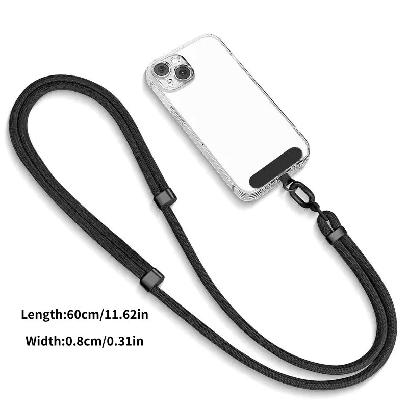 WSSHE Universelles Telefon-Lanyard als Umhängetasche und Halskette in Schwarz, verstellbares Anti-Verlust Hängeseil für dein iPhone - Bild 4
