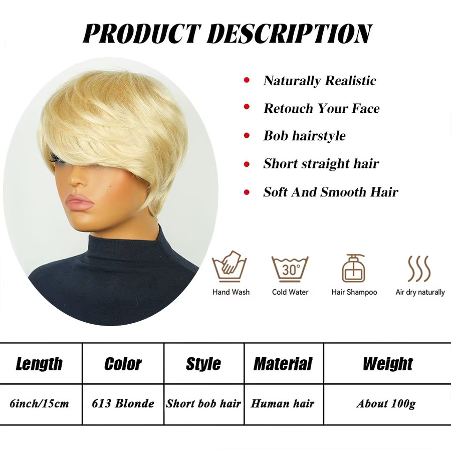 OYM HAIR Echthaar-Perücke, Bob-Schnitt, blond, Damen - Bild 4