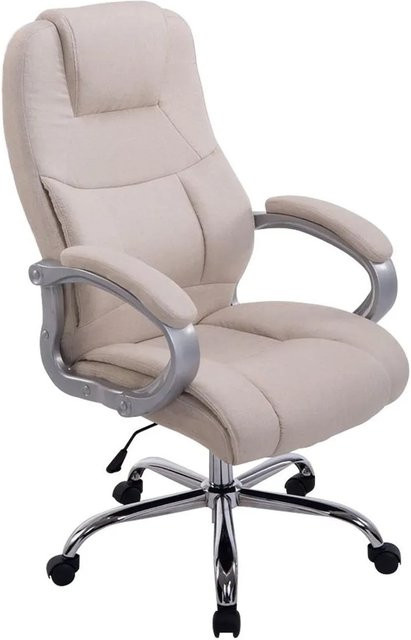 Ergonomischer Bürostuhl DELUKE SYDNEY in Creme mit Stoffbezug und Chromoptik Gestell, H x B x T: 113 x 66 x 70 cm - Bild 1