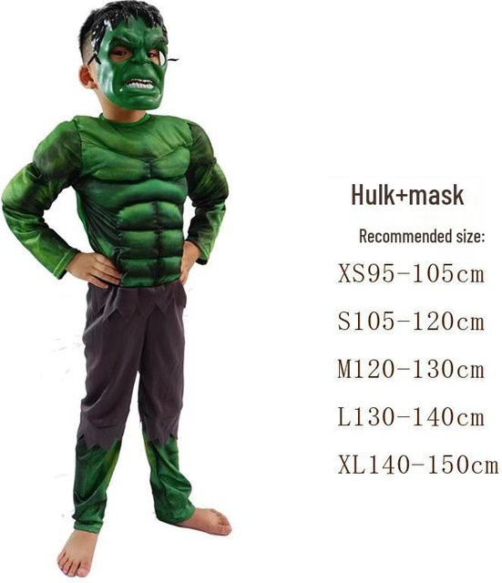Hulk Muskelkostüm, Marvel, Schwarz, Grün, für Erwachsene & Kinder - Bild 1