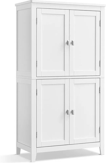 Vasagle Badezimmerschrank mit 4 Türen in Weiß, B/T/H: 60 x 30 x 110 cm - Bild 1