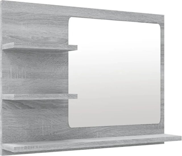 vidaXL Badspiegel Grau Sonoma B/H/T: 60 x 45 x 10,5 cm aus Holzwerkstoff und Acryl - Bild 1