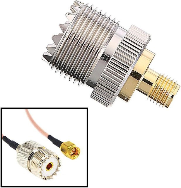 JXRF Koaxial RF Walkie-Talkie Antennen-Adapter SMA auf UHF Buchse in Silber für Baofeng - Bild 1